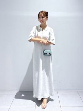 「La boutique BonBon（ラブティックボンボン）の【再予約決定！・ヘルシー気分】ポロTEEワンピース（ワンピース、グレー系）」を使った、KAZUMIさん（レディース・153cm）の春コーディネート