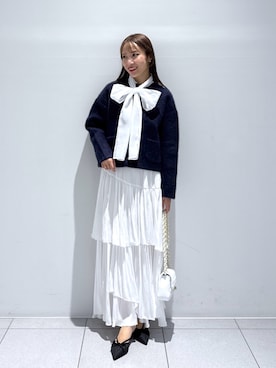 「アイテム（ノーカラージャケット）」を使った、KAZUMIさん（レディース・153cm）の秋コーディネート