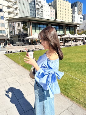 「ブルーコーデ」｜「アイテム（その他）」を使った、KAZUMIさん（レディース・153cm）の春コーディネート