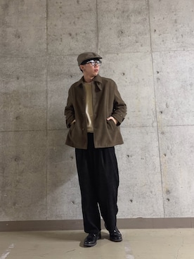 「SENSE OF PLACE by URBAN RESEARCH(センスオブプレイスバイアーバンリサーチ)のアソートハンチング(ハンチング/ベレー帽、ブラウン系)」を使った、アーモンドさん(メンズ・172cm)の秋コーディネート