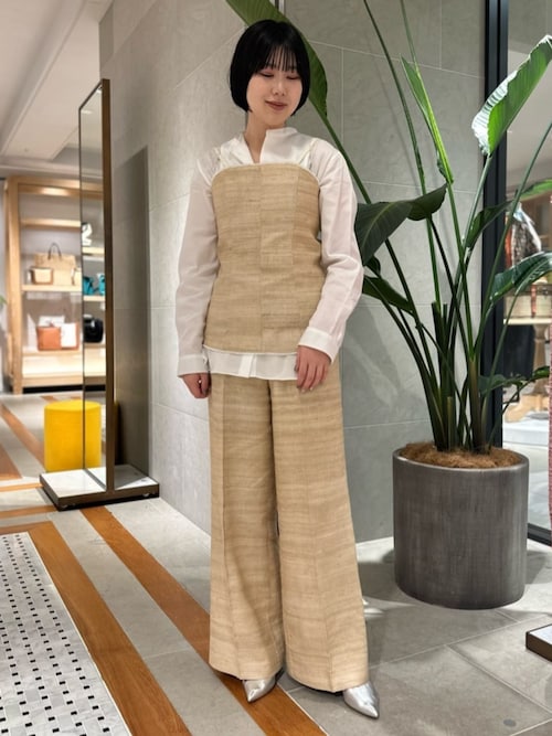 ベスト ジレ シルクリネンドビー ファンシービスチェ レディース DES PRES ベスト ジレ シルクリネンドビー ファンシービスチェ
