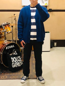 「UNIQLO（ユニクロ）のアイテム（Tシャツ/カットソー、ブルー系）」を使った、fookwalkerさん（メンズ・174cm）の秋コーディネート
