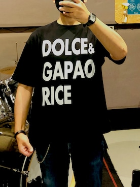 「路地裏楽着のアイテム（Tシャツ/カットソー、ブラック系）」を使った、fookwalkerさん（メンズ・174cm）の春コーディネート