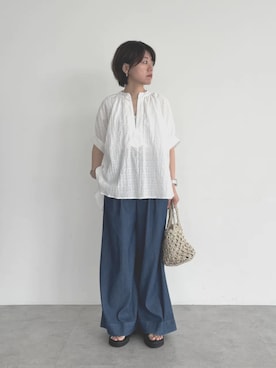 「CRAFT STANDARD BOUTIQUE(クラフトスタンダードブティック)のナチュラルワッシャーブラウス【WEB限定カラー有り】◆(シャツ/ブラウス、ホワイト系)」を使った、Online Storeさん(メンズ・169cm)の夏コーディネート