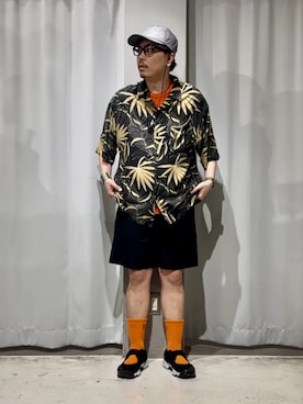 「CRAFT STANDARD BOUTIQUE(クラフトスタンダードブティック)のレーヨン総柄プリント半袖オープンカラーシャツ(シャツ/ブラウス、その他)」を使った、Online Storeさん(メンズ・169cm)の夏コーディネート