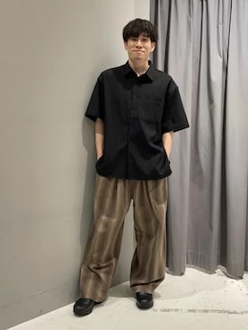 「CRAFT STANDARD BOUTIQUE(クラフトスタンダードブティック)の総柄イージーパンツ(その他パンツ、ベージュ系)」を使った、Online Storeさん(メンズ・169cm)の夏コーディネート