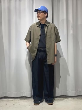 「CRAFT STANDARD BOUTIQUE(クラフトスタンダードブティック)の接触冷感/吸水速乾/UVカット Fluxaire オーバーサイズレギュラーカラーシャツ(シャツ/ブラウス、ベージュ系)」を使った、Online Storeさん(メンズ・169cm)の夏コーディネート