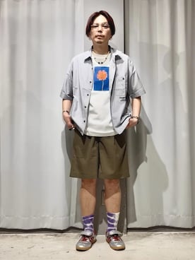「CRAFT STANDARD BOUTIQUE(クラフトスタンダードブティック)のフラワープリントグラフィックTシャツ(Tシャツ/カットソー、その他)」を使った、Online Storeさん(メンズ・169cm)の夏コーディネート