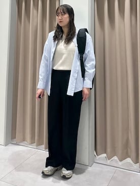 「THE SHOP TK （ザ ショップ ティーケー ）の【POLO BCS 別注】ストライプOXシャツ（シャツ/ブラウス、ブルー系）」を使った、cottonさん（レディース・162cm）の春コーディネート