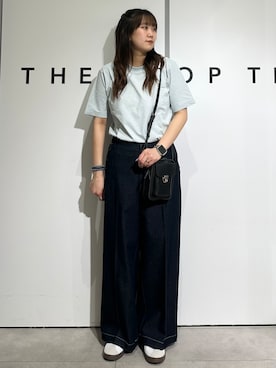 「THE SHOP TK （ザ ショップ ティーケー ）の【吸水速乾/UV/透け防止/遮熱/接触冷感】汚れが落ちやすいBO-NO TEE/ボーノTシャツ（Tシャツ/カットソー、グリーン系）」を使った、cottonさん（レディース・162cm）の春コーディネート