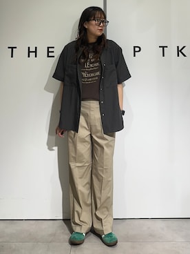 「index（インデックス）のサテンショートパンツ（その他パンツ、ベージュ系）」を使った、cottonさん（レディース・162cm）の春コーディネート