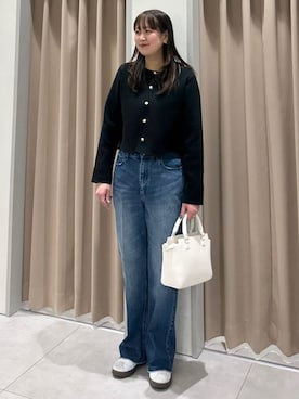 「THE SHOP TK （ザ ショップ ティーケー ）のハーフミラノカーデ（カーディガン/ボレロ、ブラック系）」を使った、cottonさん（レディース・162cm）の春コーディネート