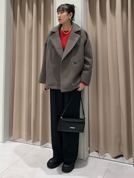 「アイテム（ピーコート、ブラウン系）」を使った、cottonさん（レディース・162cm）の秋コーディネート