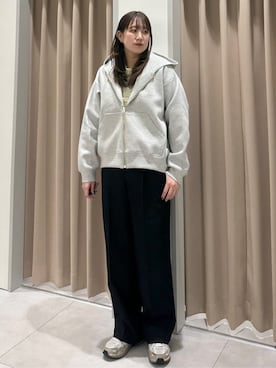 「THE SHOP TK （ザ ショップ ティーケー ）のダンボールジップパーカ（カーディガン/ボレロ、グレー系）」を使った、cottonさん（レディース・162cm）の春コーディネート
