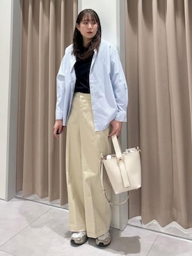 「THE SHOP TK （ザ ショップ ティーケー ）の【POLO BCS 別注】ストライプOXシャツ（シャツ/ブラウス、ブルー系）」を使った、cottonさん（レディース・162cm）の春コーディネート