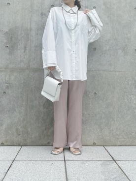 「サテンパンツ」｜「アイテム（その他シューズ）」を使った、yuka0152さん（レディース・152cm）の夏コーディネート
