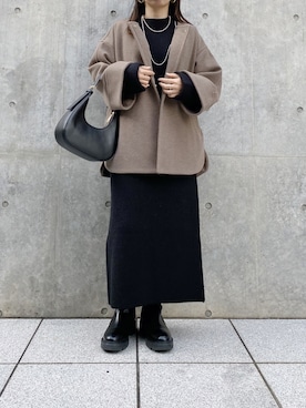 「natural couture（ナチュラルクチュール）のアイテム（ノーカラーコート）」を使った、yuka0152さん（レディース・152cm）の秋コーディネート