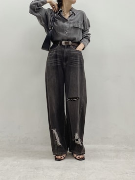 「カーブデニム」｜yuka0152さん（レディース・152cm）の夏コーディネート