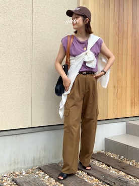 「feepur（フェピュール）のアイテム（カーゴパンツ）」を使った、𝙮𝙪𝙠𝙞さん（レディース・158cm）の夏コーディネート