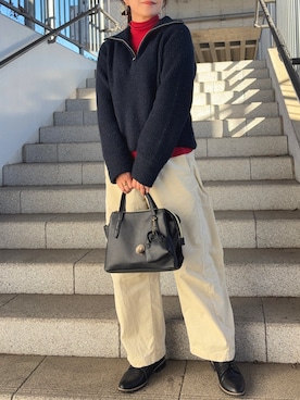 「アイテム（ボストンバッグ）」を使った、𝙮𝙪𝙠𝙞さん（レディース・158cm）の冬コーディネート