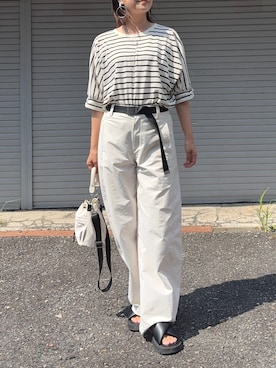 「ボーダートップス」｜𝙮𝙪𝙠𝙞さん（レディース・158cm）の夏コーディネート