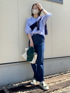 「シアーカーディガン」｜「アイテム（その他）」を使った、𝙮𝙪𝙠𝙞さん（レディース・158cm）の春コーディネート