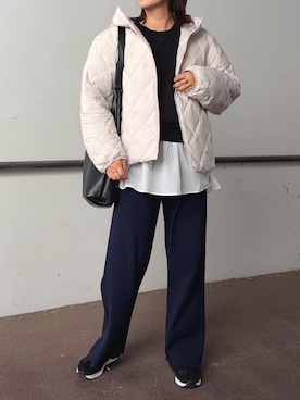 「体型カバー」｜「アイテム（ジャケット/アウター）」を使った、𝙮𝙪𝙠𝙞さん（レディース・158cm）の秋コーディネート