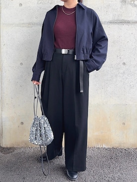 「アイテム（タンクトップ、レッド系）」を使った、𝙮𝙪𝙠𝙞さん（レディース・158cm）の秋コーディネート