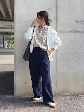 「アイテム（シュシュ）」を使った、𝙮𝙪𝙠𝙞さん（レディース・158cm）の秋コーディネート