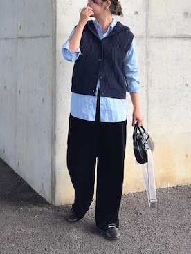 「アイテム（イヤリング）」を使った、𝙮𝙪𝙠𝙞さん（レディース・158cm）の秋コーディネート