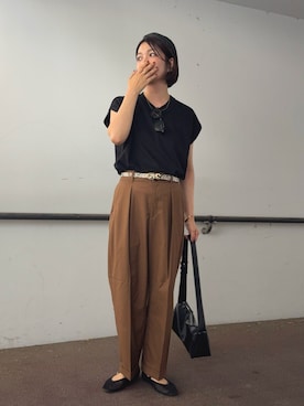 「FUNALIVE（ファンアライブ）のliberty select ラタンカチューシャ（カチューシャ、ブラック系）」を使った、𝙮𝙪𝙠𝙞さん（レディース・158cm）の夏コーディネート