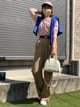 「AMAIL（アマイル）のアイテム（帽子）」を使った、𝙮𝙪𝙠𝙞さん（レディース・158cm）の春コーディネート