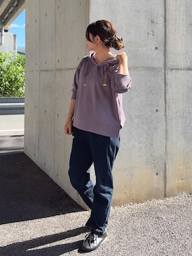 「アイテム（パーカー）」を使った、𝙮𝙪𝙠𝙞さん（レディース・158cm）の秋コーディネート