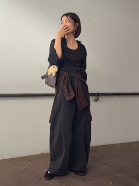 「シアーシャツ」｜𝙮𝙪𝙠𝙞さん（レディース・158cm）の秋コーディネート