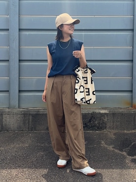 「アイテム（帽子）」を使った、𝙮𝙪𝙠𝙞さん（レディース・158cm）の夏コーディネート