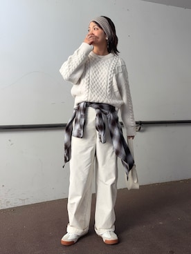 「アイテム（ヘアバンド）」を使った、𝙮𝙪𝙠𝙞さん（レディース・158cm）の冬コーディネート