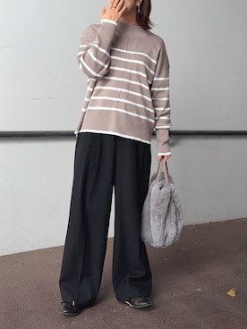 「アイテム（イヤリング）」を使った、𝙮𝙪𝙠𝙞さん（レディース・158cm）の秋コーディネート