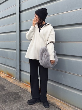 「アイテム（ニットキャップ/ビーニー）」を使った、𝙮𝙪𝙠𝙞さん（レディース・158cm）の秋コーディネート