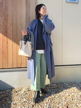 「ガウンコート」｜「アイテム（その他アウター）」を使った、𝙮𝙪𝙠𝙞さん（レディース・158cm）の秋コーディネート