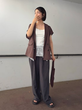 「フレンチスリーブ」｜𝙮𝙪𝙠𝙞さん（レディース・158cm）の夏コーディネート