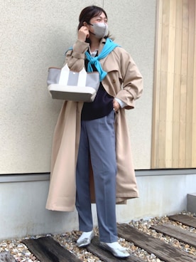 「シルバーシューズ」｜「アイテム（トレンチコート）」を使った、𝙮𝙪𝙠𝙞さん（レディース・158cm）の春コーディネート