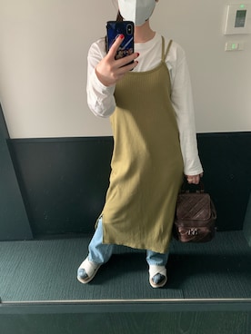 「カフェ」｜「アイテム（オールインワン・サロペット）」を使った、くみ　べなたわさん（レディース・153cm）の夏コーディネート