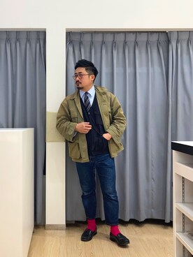 「ミリタリージャケット」｜「アイテム（フォーマルスーツ/小物）」を使った、SHIRTS PLAZA 広島府中イオンモール店さん（メンズ・170cm）の冬コーディネート