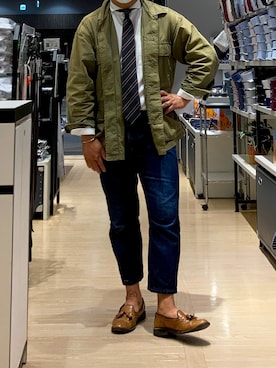 「BEAMS」｜「アイテム（ネクタイ）」を使った、SHIRTS PLAZA 広島府中イオンモール店さん（メンズ・170cm）の秋コーディネート