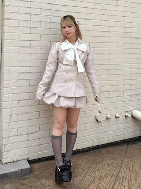 「one after another NICE CLAUP(ワンアフターアナザーナイスクラップ)の〈取り外し可能〉ボウタイリボンブラウス(シャツ/ブラウス、ホワイト系)」を使った、nonko 【骨スト】さん(レディース・151cm)の春コーディネート