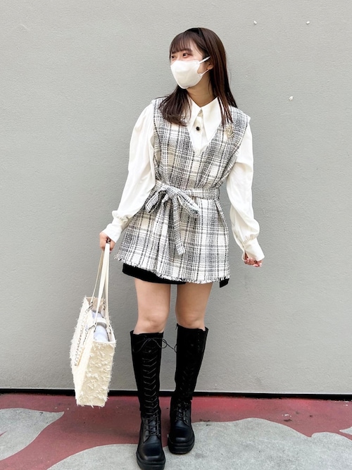 ボンポワンsize10】 清楚な白ブラウス2点と焦茶ベロアジャンスカSET