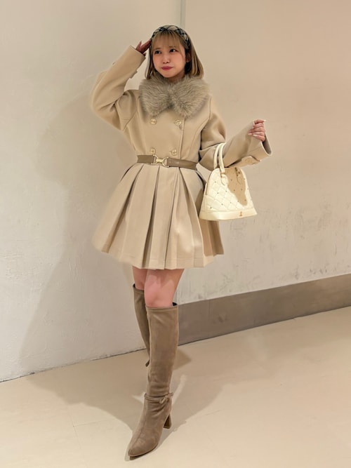 セール】フェイクファー襟プリーツミドルコート（その他アウター