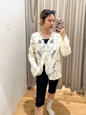 「アイテム（ノーカラージャケット）」を使った、ミクさん（レディース・153cm）の春コーディネート