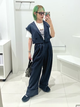 「アイテム（ベスト）」を使った、ミクさん（レディース・153cm・20代）の夏コーディネート