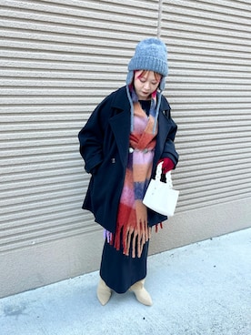 「アイテム（ニットキャップ/ビーニー）」を使った、ミクさん（レディース・153cm・20代）の冬コーディネート